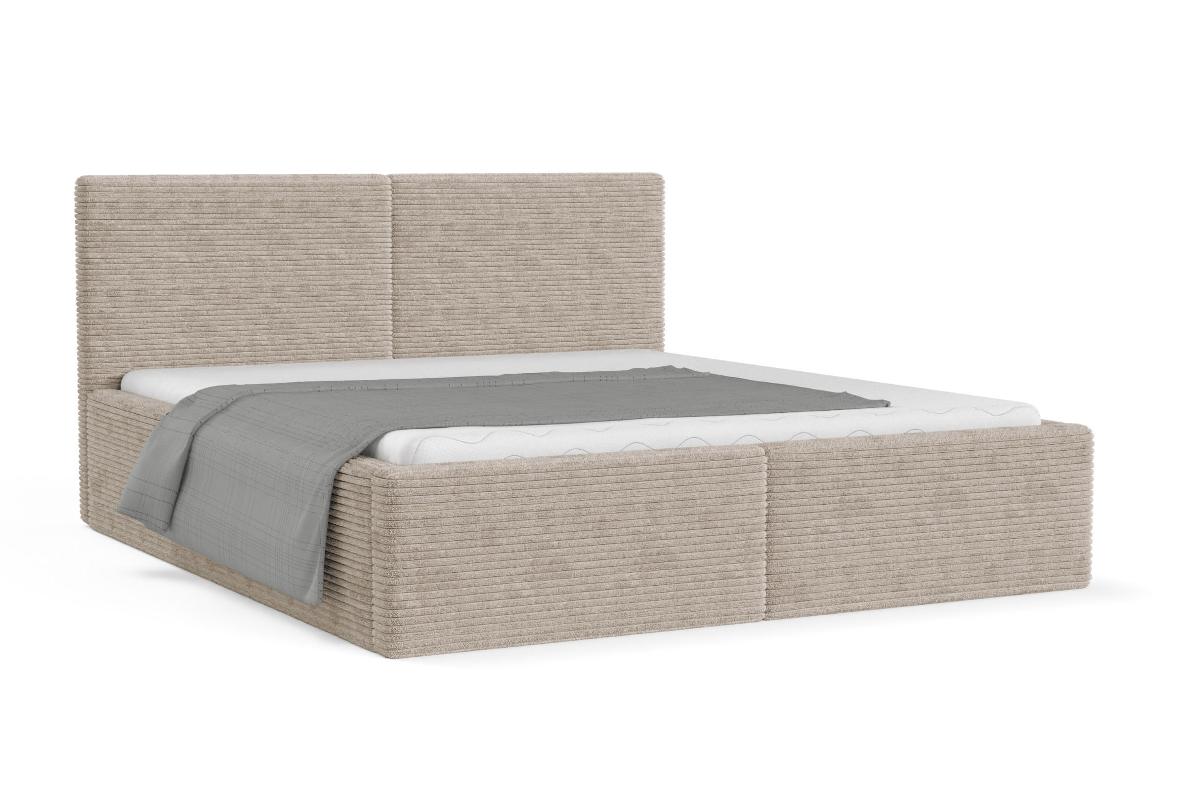 POLSTERBETT BEN 160/200 in Cord Beige - Weiß, Holz/Holzwerkstoff (160/200cm) - Deine Möbel 24