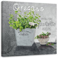 WANDBILD oregano küchen gewürze - Grün, Textil (50/50cm) - Feeby