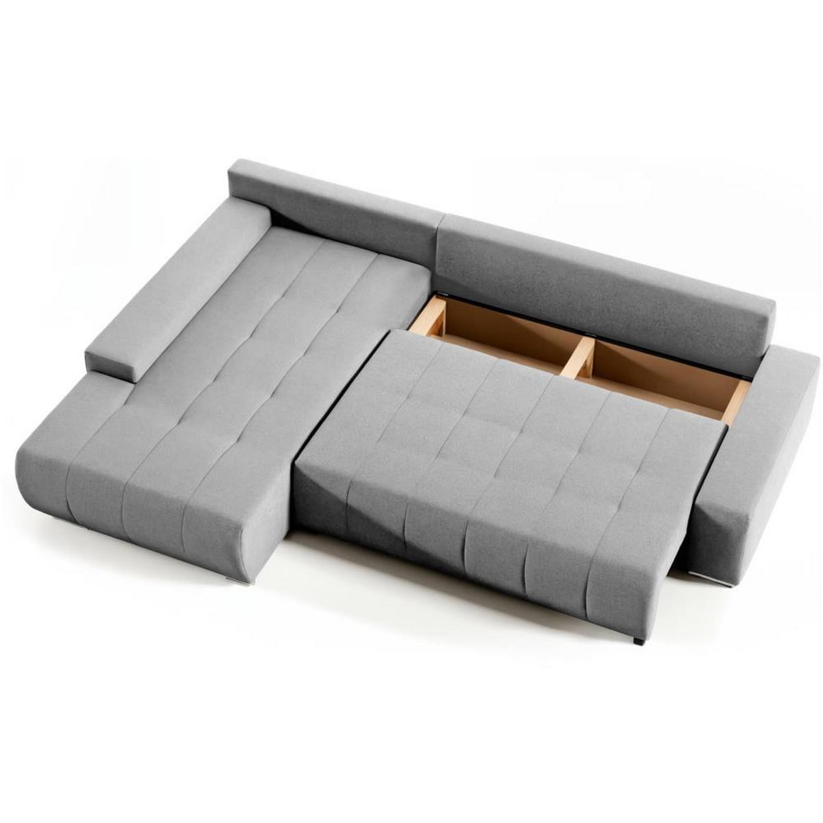 ECKSOFA Draco L hellgrau links - Chromfarben/Hellgrau, Textil/Metall (267/186cm) - Beautysofa