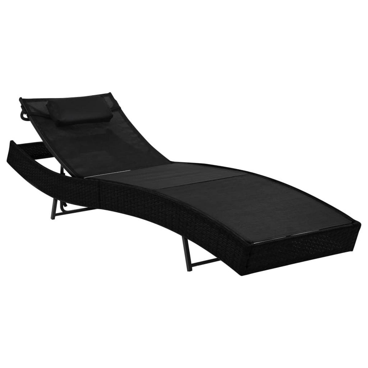 SONNENLIEGEN 2 Stk. mit Tisch Poly Rattan und - Schwarz, Kunststoff (70/91.5/213cm) - furnicato