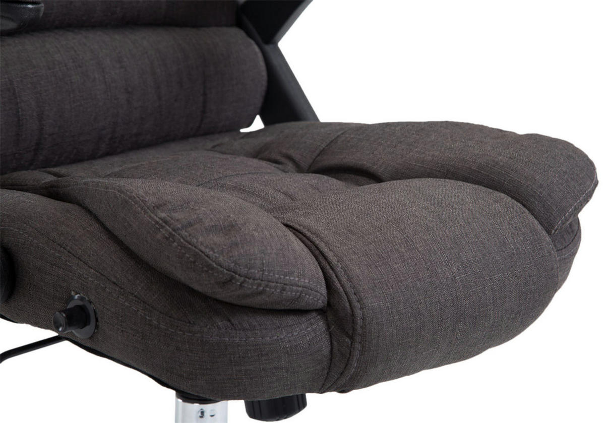 CHEFSESSEL Stoff dunkelgrau - Chromfarben/Dunkelgrau, Textil/Metall (69.5/113/78cm) - CLP