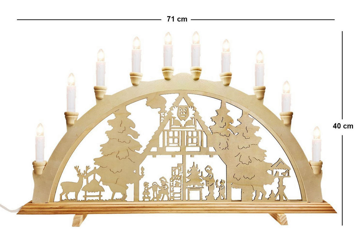 SCHWIBBOGEN Waldhaus 10-flammig - Multicolor, Holz (0.1/1/0.1cm) - Dekoteam24