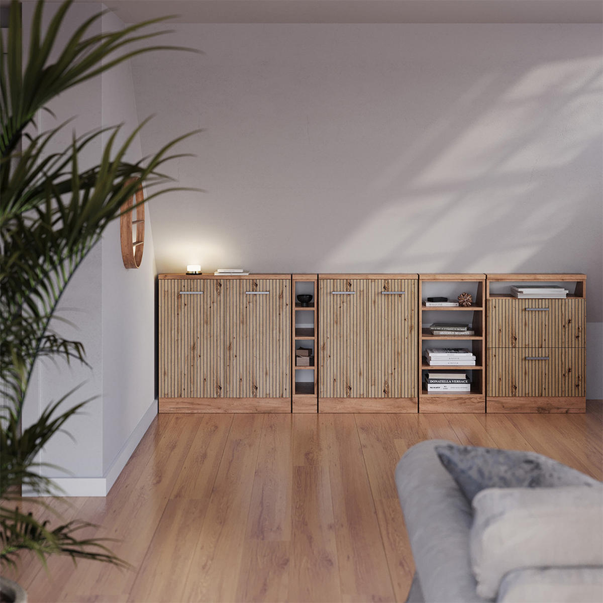 DACHSCHRÄGENSCHRANK-SET Rion Artisan-Eiche 2er Set - Eiche Artisan, Holzwerkstoff (120/81.6/46cm) - Vicco