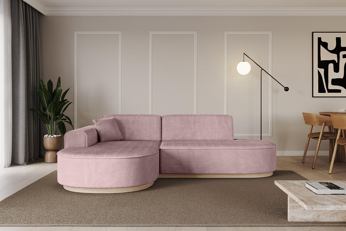 ECKSOFA Ottomane Links MARI-L1-v1 - 243x171x83 cm Rosa Cord - Rosa, Holzwerkstoff/Textil (243/171cm) - ALTDECOR