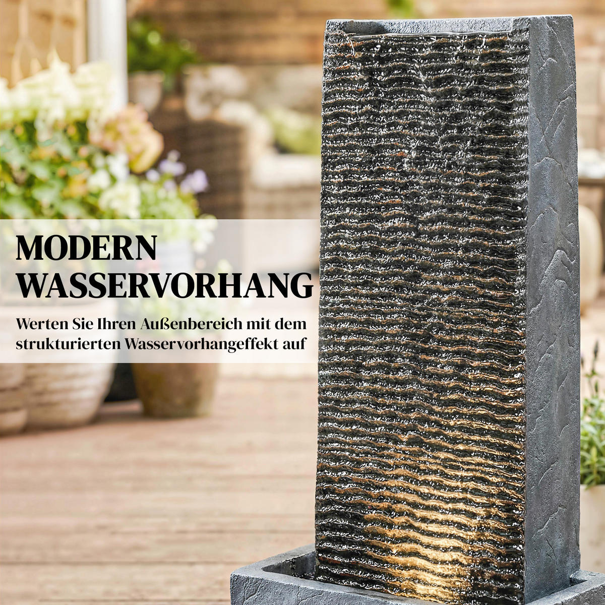 GARTENBRUNNEN Harz Grau - Grau, Kunststoff (37.5/22/80cm) - Outsunny