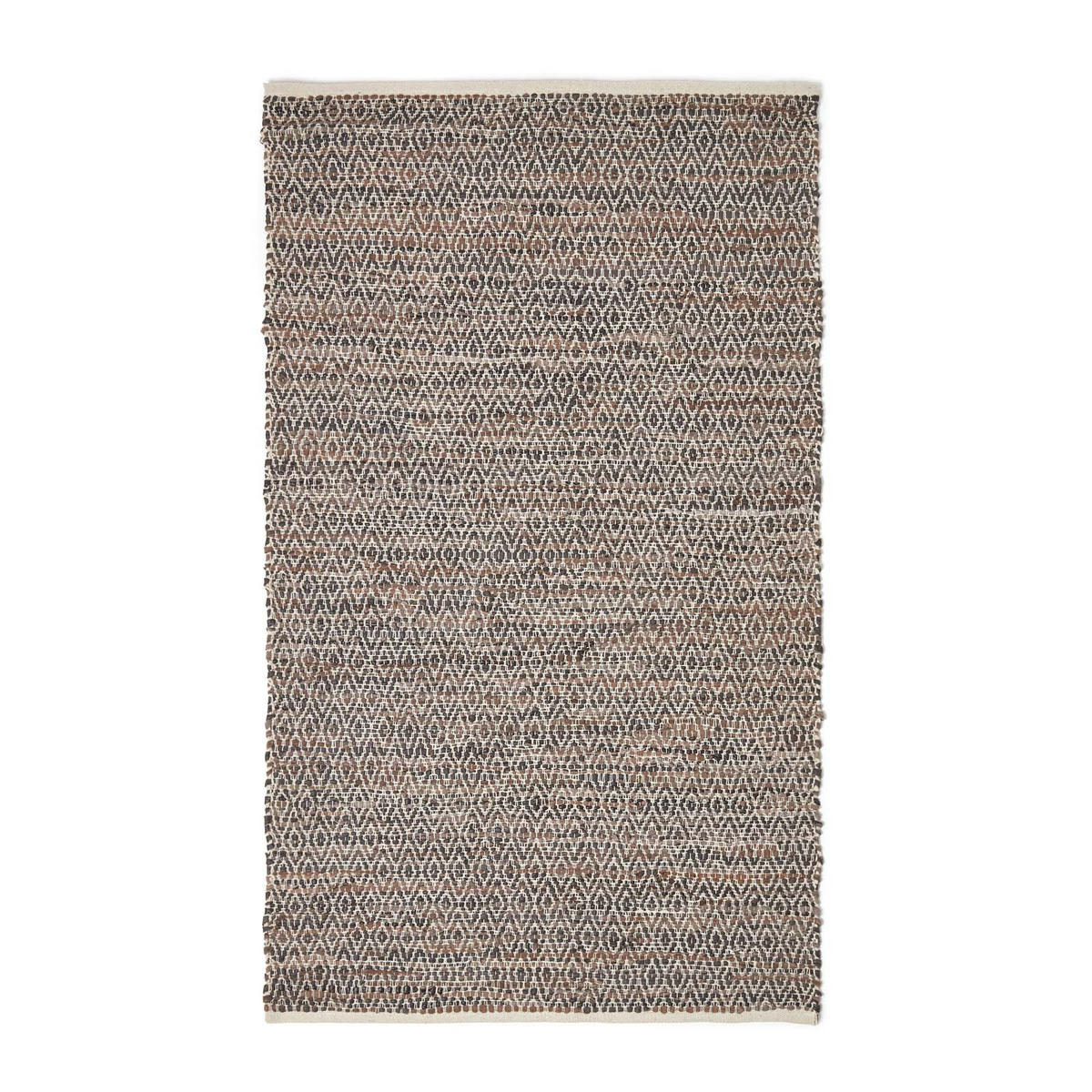 LEDERTEPPICH gewebt mit Rautenmuster 90/150 cm - Braun, Leder (90/150cm) - Homescapes