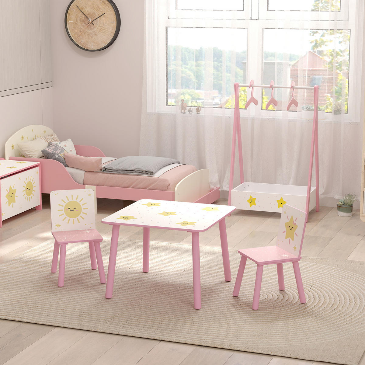 KINDERSITZGRUPPE DE-17534 mit Sternenmotiv, 60x60 cm Rosa - Pink, Holzwerkstoff (60/44/60cm) - ComfortXL