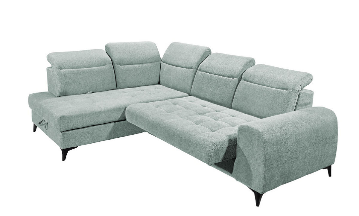 ECKSOFA mit elektrischer Sitztiefenverstellung - Hellblau, Kunststoff/Textil (282/200cm) - ed exciting design