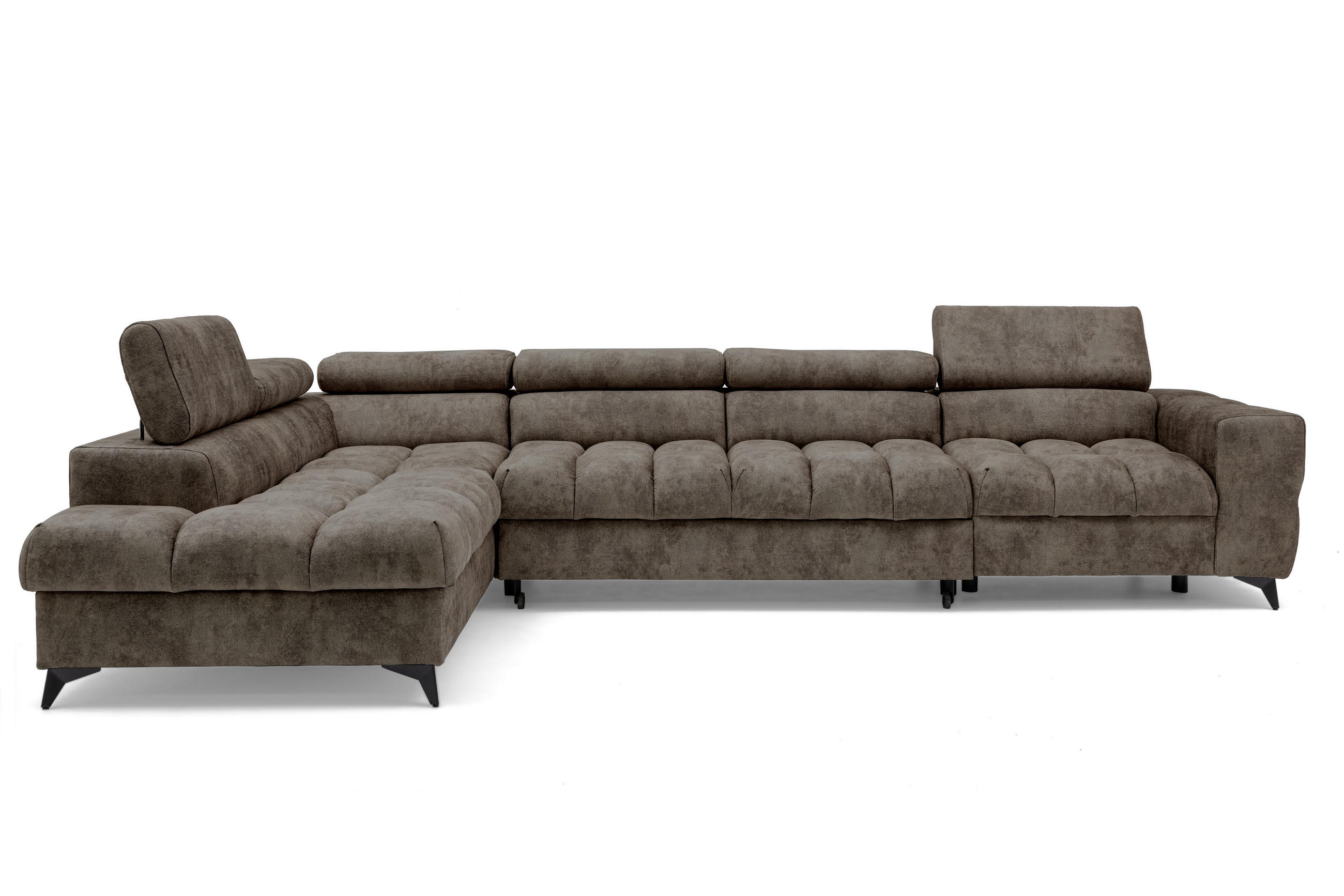 ECKSOFA Pudding Maxi mit Schlaffunktion und Bettkasten - Braun, Textil (350/203cm) - Muffo