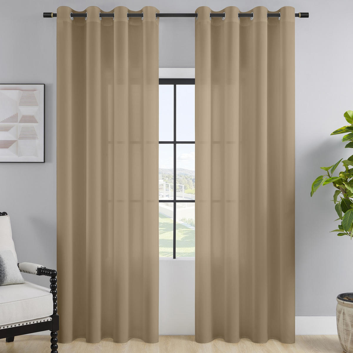VORHANG Blickdicht beige 140/245 cm mit Ösen - Beige, Textil (140/245cm) - wometo