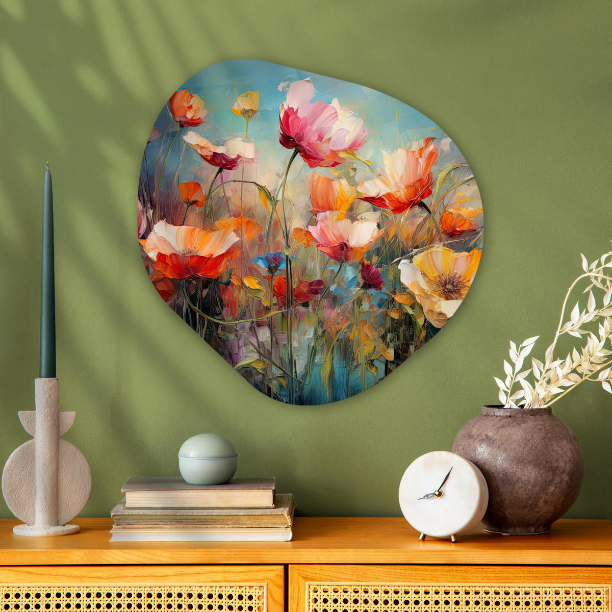 WANDBILD Blumen - Aquarell - Kunst - Botanisch - Natur 60x60 cm - Orange, Kunststoff (60/60cm) - MuchoWow