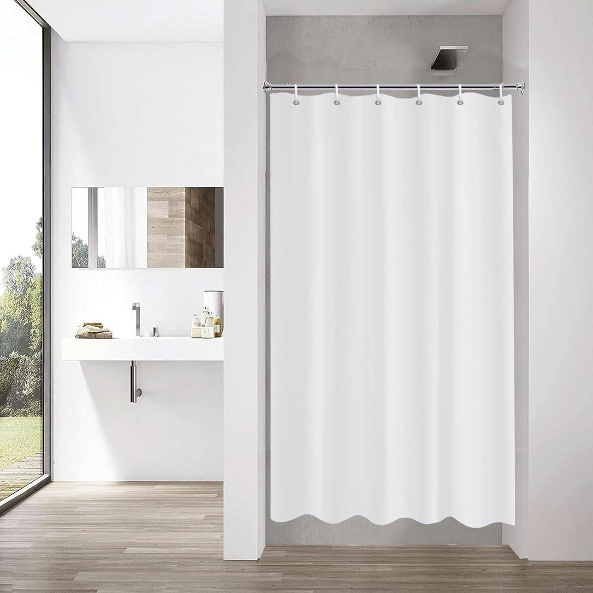 DUSCHVORHANG Weiß 100/180 cm Wasserabweisend Schimmelresistent - Weiß, Kunststoff (100/180cm) - MCBOSON