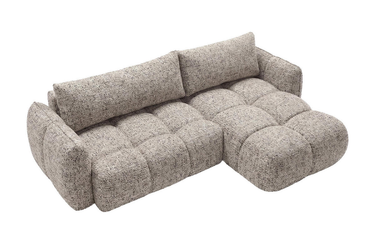 ROHOVÁ SEDAČKA ve tvaru L s funkcí spaní, žinylková tkanina Puente, Béžová, Pravá strana, BELVEDER L - béžová, dřevo (250/168cm) - Kaiser Möbel