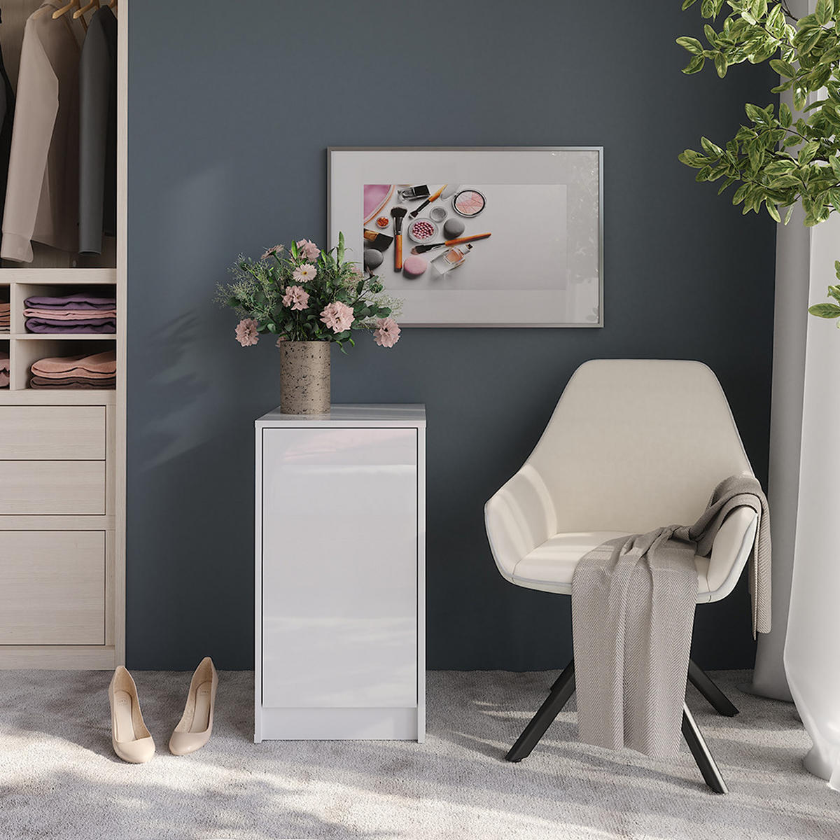 KREDENC Sherry Bílá - vysoce lesklá bílá, kompozitní dřevo (40.2/76/50.1cm) - Vicco