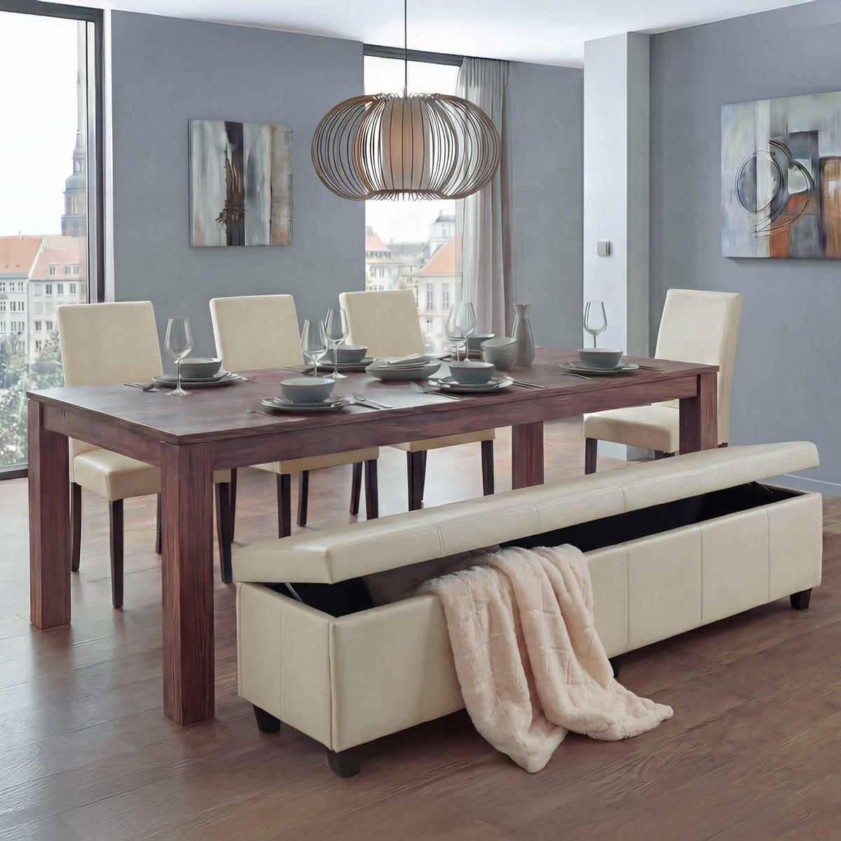 GARNITUR XXL Weiß 5-teilig-Set - Weiß, Textil (48/90/56cm) - MCW