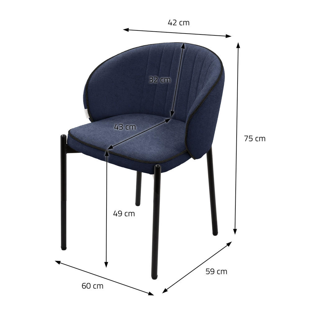 Thumbnail - Ml-Design Esszimmerstühle, Dunkelblau, Textil, 6-Sitzer, 60x75x59 cm, Esszimmer, Stühle, Esszimmerstühle, Vierfußstühle