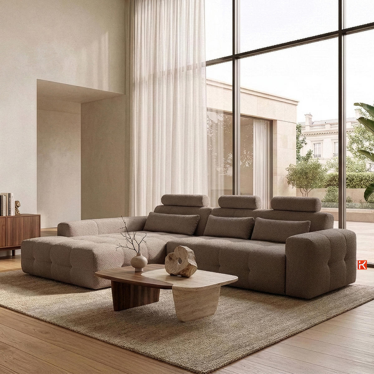 ECKSOFA LINKS ALIGRA, Braun - Braun, Holz/Holzwerkstoff (290/191cm) - KONSIMO®