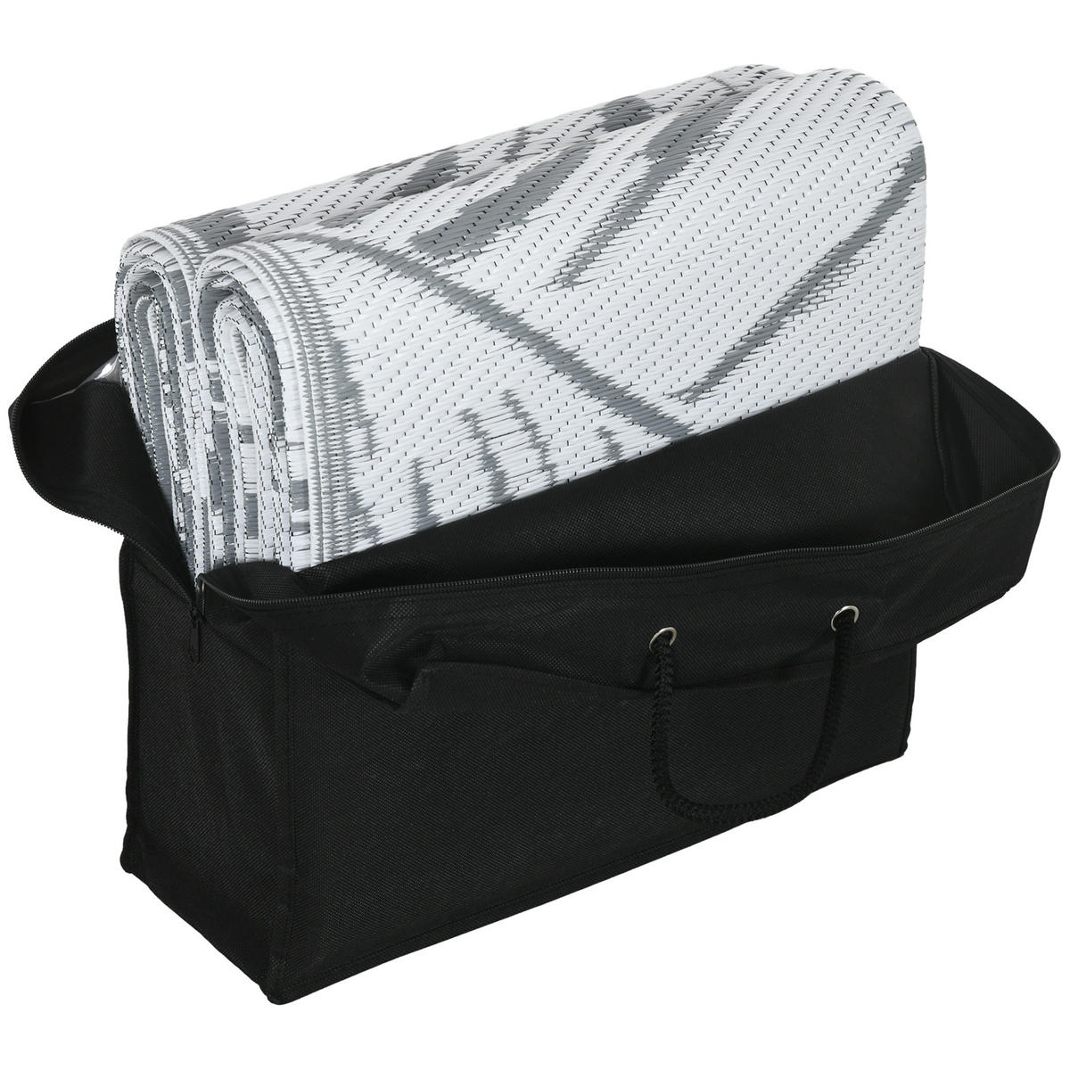OUTDOORTEPPICH, Kunststoff, Grau+Weiß - Weiß/Grau, Kunststoff (274/182cm) - Outsunny