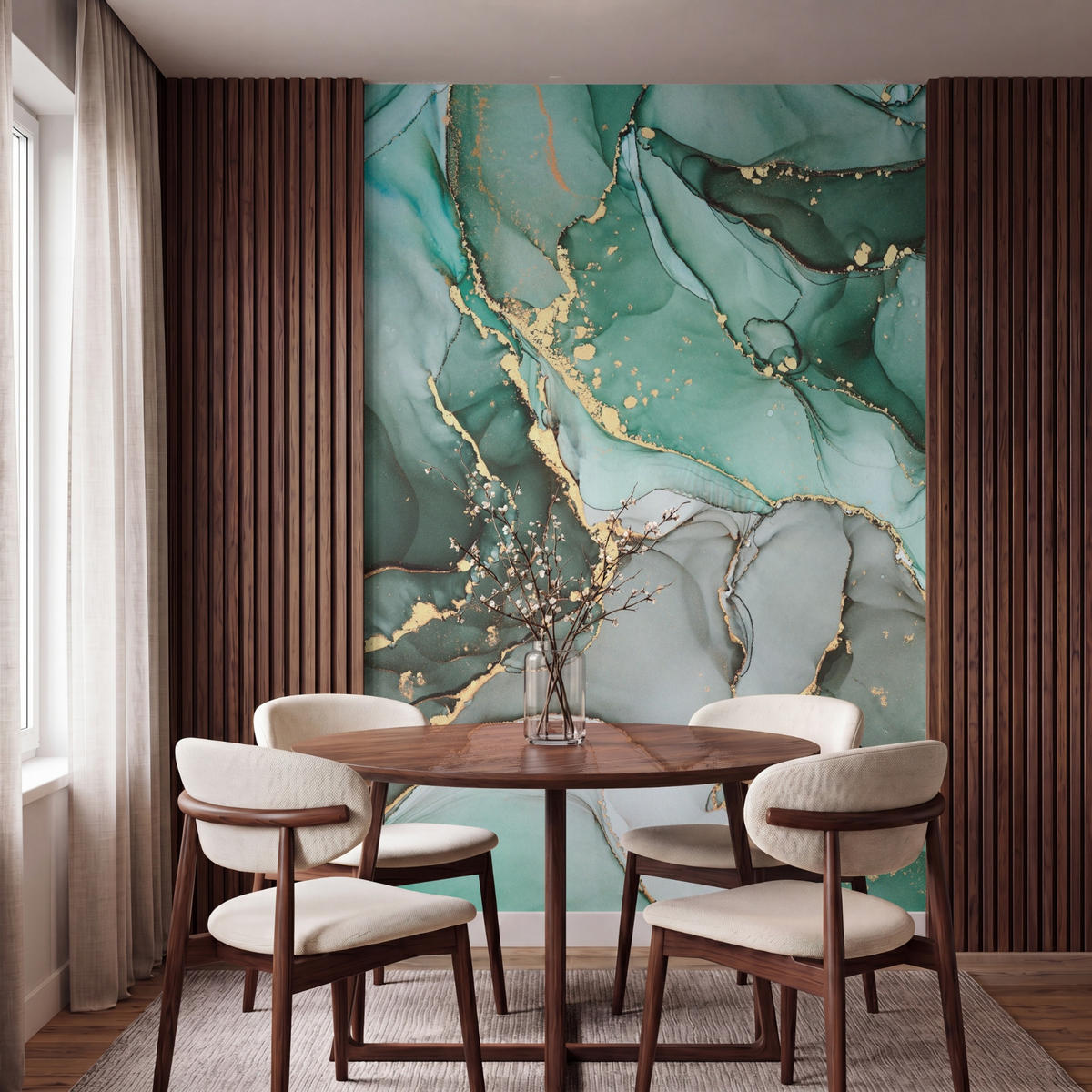 TAPETE - Gold - Marmor - Grün - Luxus - Marmoroptik - Grau - 160x240 cm - Grün, Papier (160/240cm) - OnlyWow