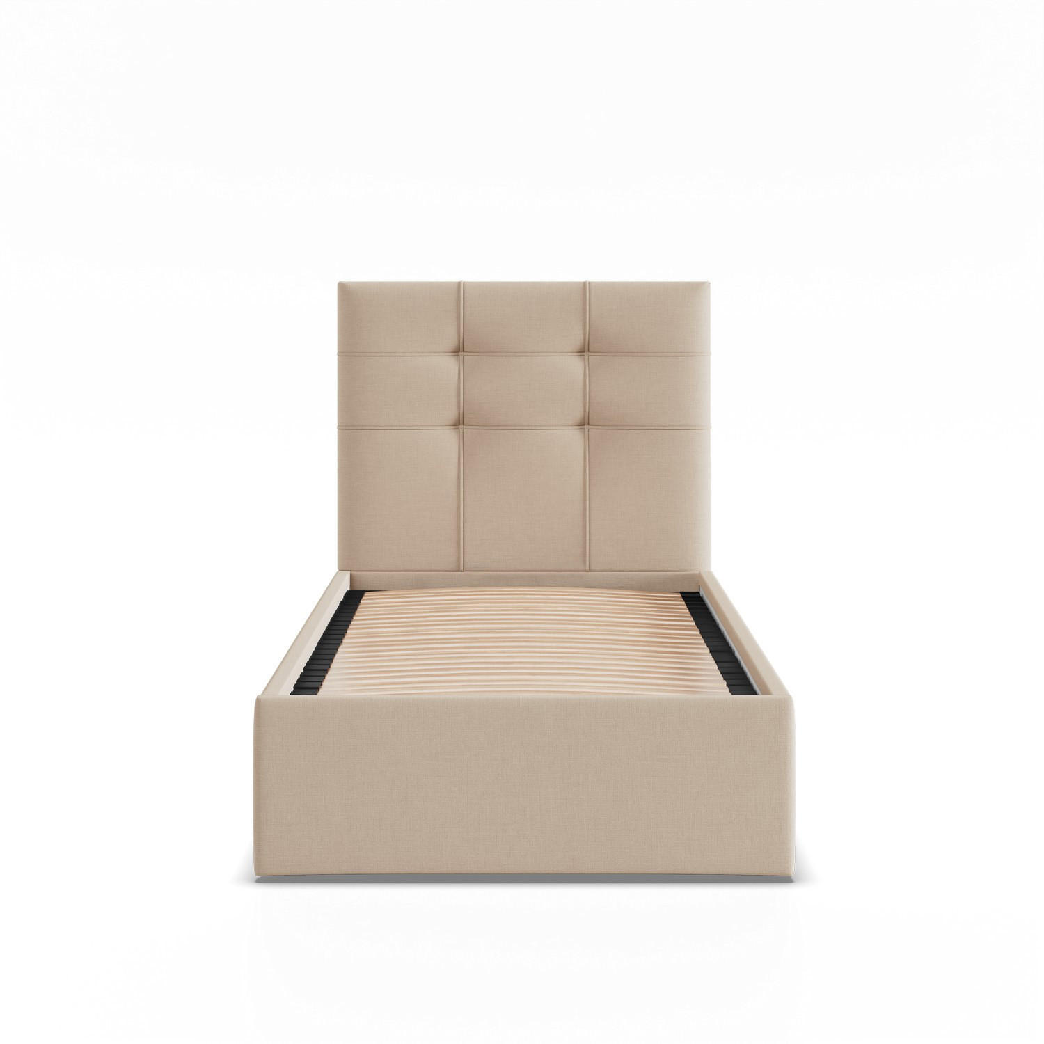 POLSTERBETT MIT KOPFTEIL 90x200 ohne Bettkasten SORIA, Beige - Beige, Textil (90/200cm) - Mebligo