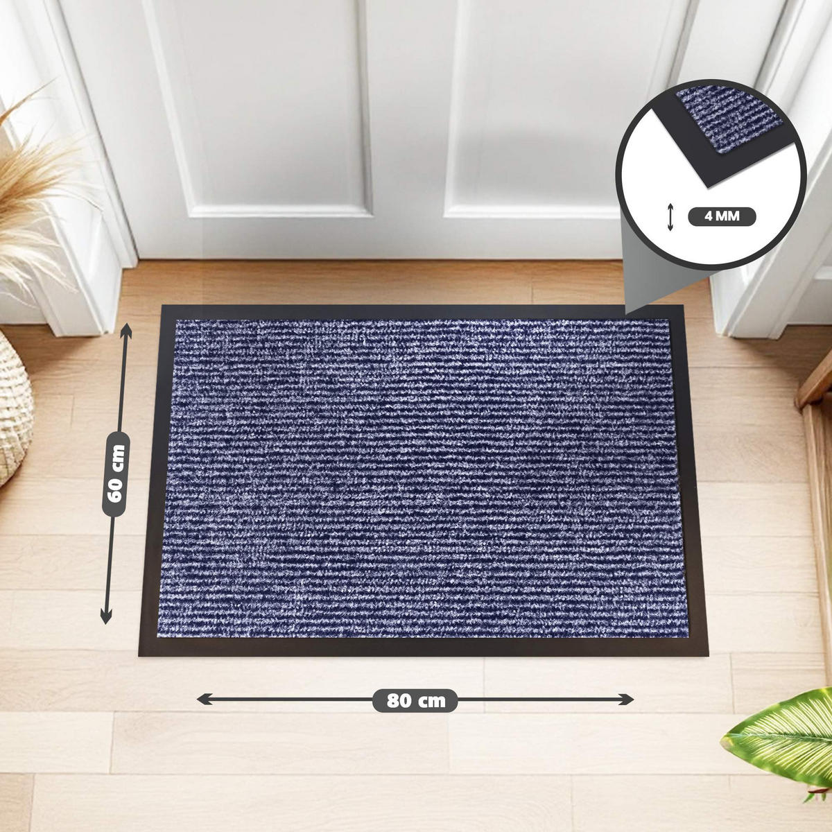 SCHMUTZFANGMATTE PALERMO - Blau, Textil (60/80cm) - WohnDirect