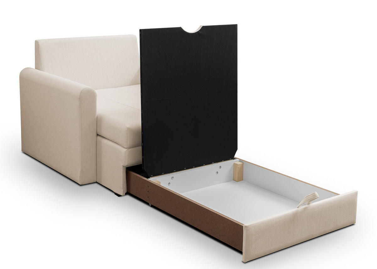 SCHLAFSESSEL Dejano Hellbeige 75x196 cm - Ecru/Schwarz, Holz/Textil (103/90/115cm) - Selsey