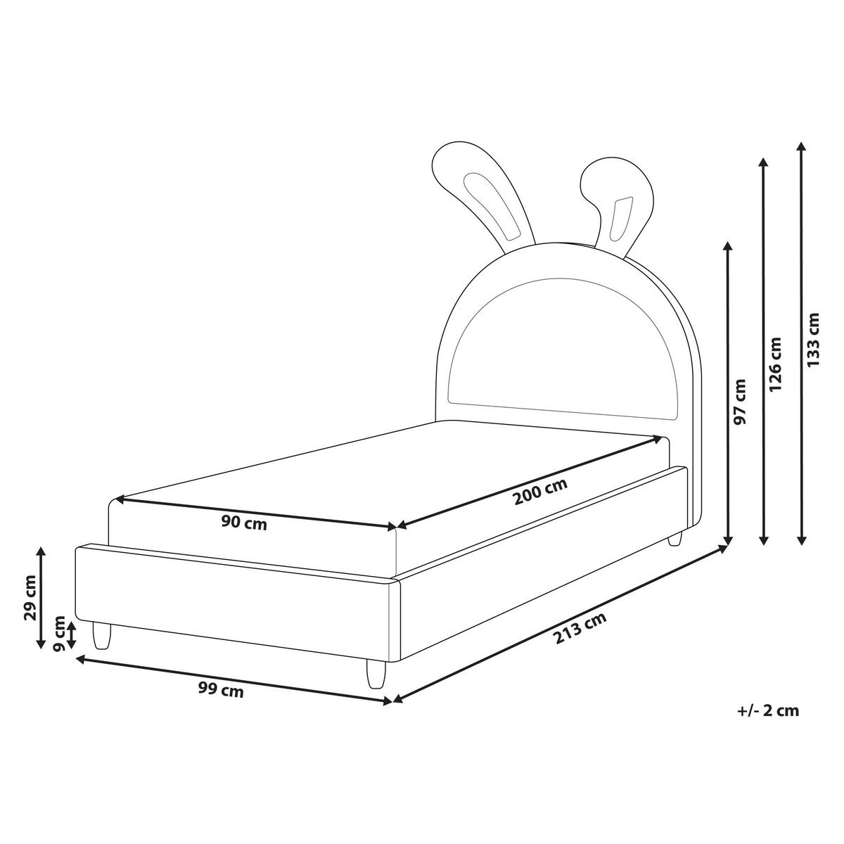 DĚTSKÁ POSTEL Králíček Sametová látka 90/200 cm Růžová Lallias - bílá/růžová, textil (90/200cm) - Beliani