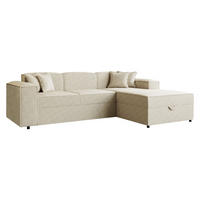 ECKSOFA Santos L, Seite: Rechts - Schwarz/Naturfarben, Holzwerkstoff/Kunststoff (253/166cm) - MIRJAN24