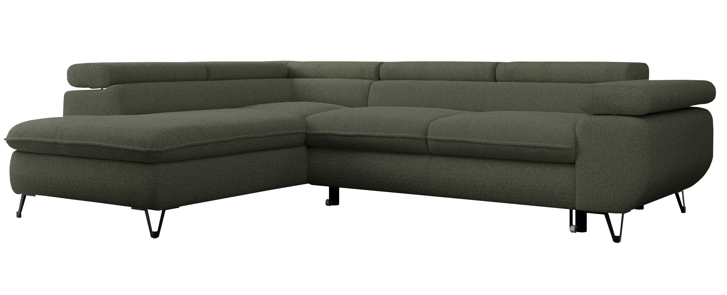 ECKSOFA PEDRO L Grün Boucle - Links Seite - Schwarz/Grün, Textil/Metall (208/273cm) - MKS