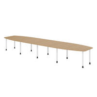 KONFERENZTISCH XXL KT52 130/520/74 cm in Eichefarben/Füße in Weiß - Eichefarben/Weiß, Holzwerkstoff (130/520/74cm) - bümö