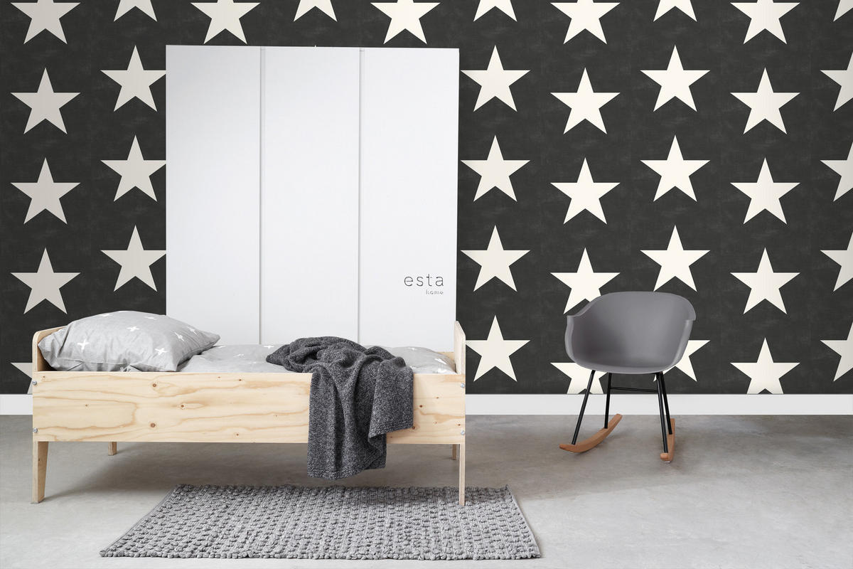 TAPETE Sterne 53 cm x 10.05 m - Schwarz, Papier (53/0.1cm) - ESTAhome