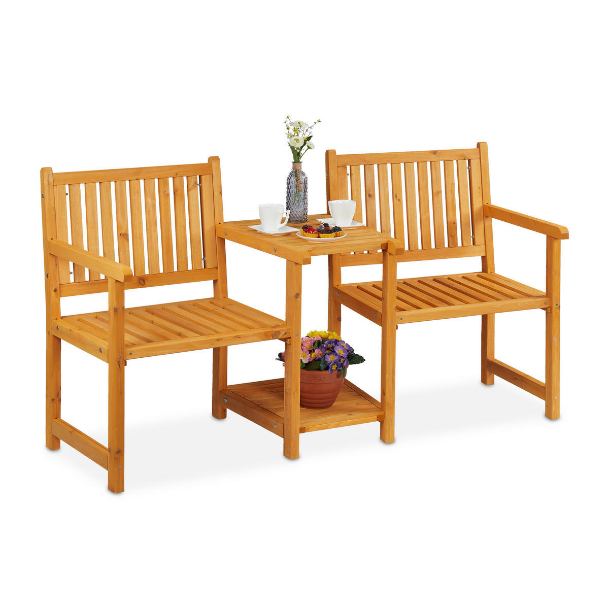 GARTENBANK - Hellbraun, Holz (161/86/61cm) - Relaxdays