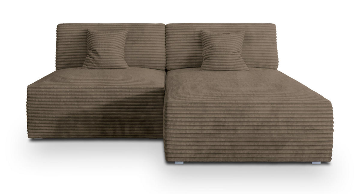 ECKSOFA FIORO Beige Kordstoff mit Schlaffunktion - Beige, Holz (204/148cm) - MASSENO