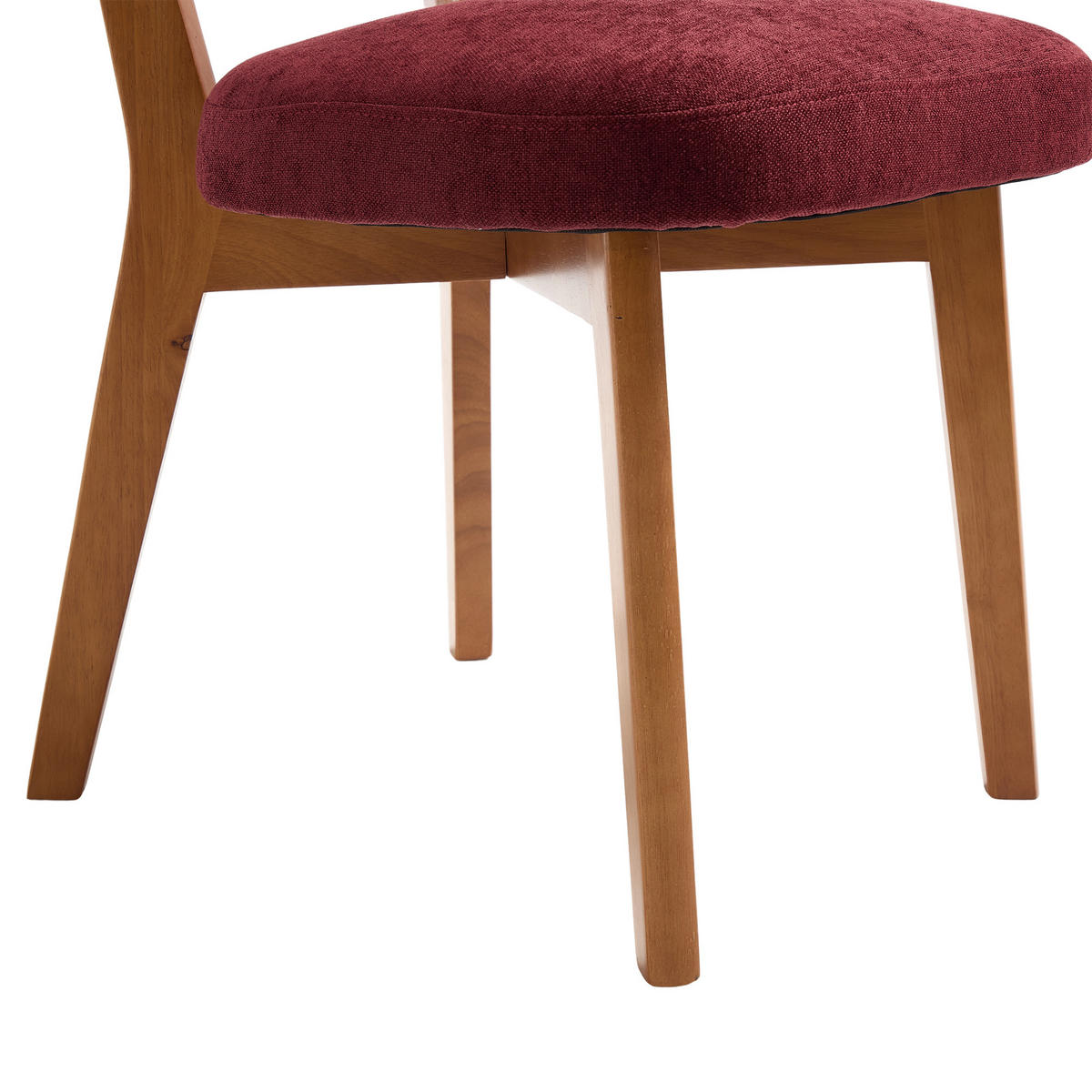 STUHL-SET 2 Stück Mid-Century Massivholzbeine, DE-42268, Bordeauxrot - Weinrot, Holz (47/77/54.5cm) - ComfortXL
