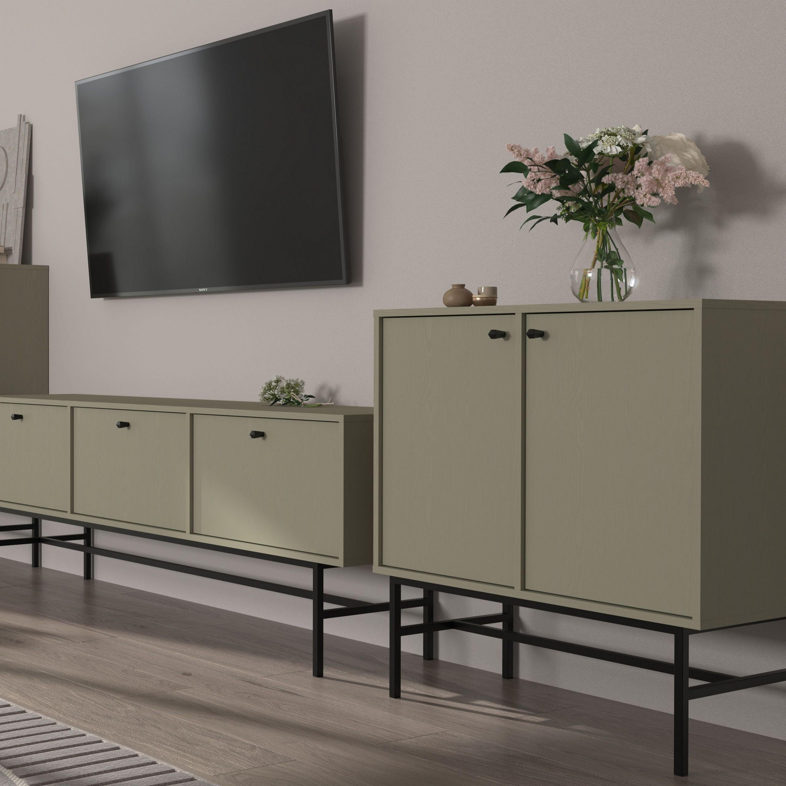 KOMMODE TORINO 84/86/41 cm mit 2 Türen Hellgrün - Hellgrün, Holzwerkstoff (84/86/41cm) - MASSENO