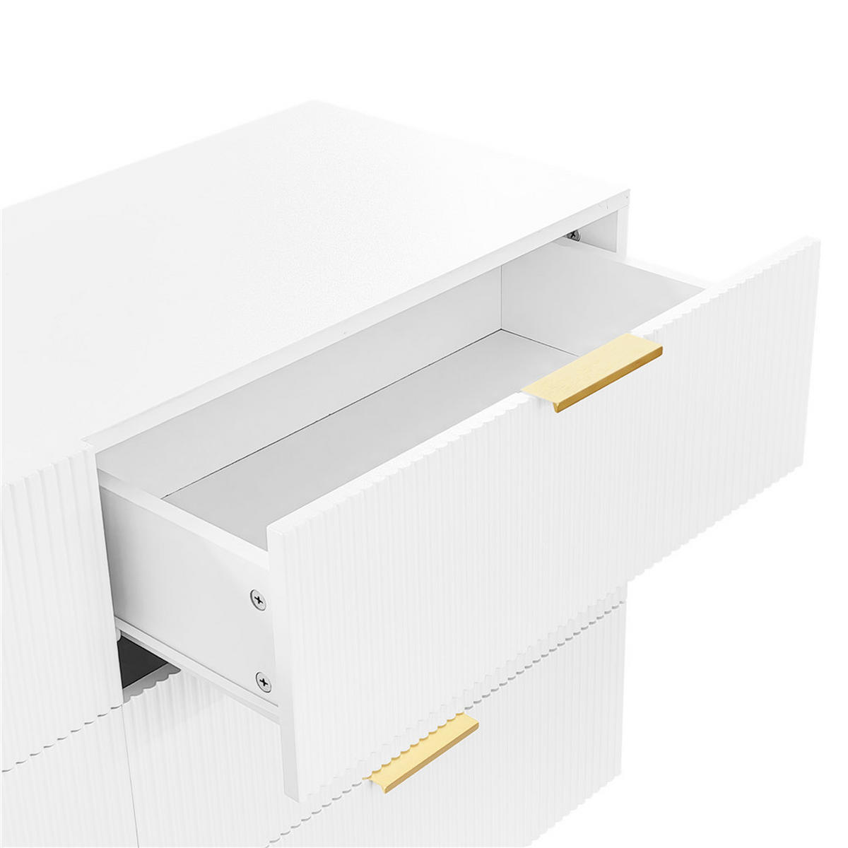 SIDEBOARD Weiß 120/77/40 cm moderne Kommode Schubladen - Weiß, Holz (120/77/40cm) - Kaket