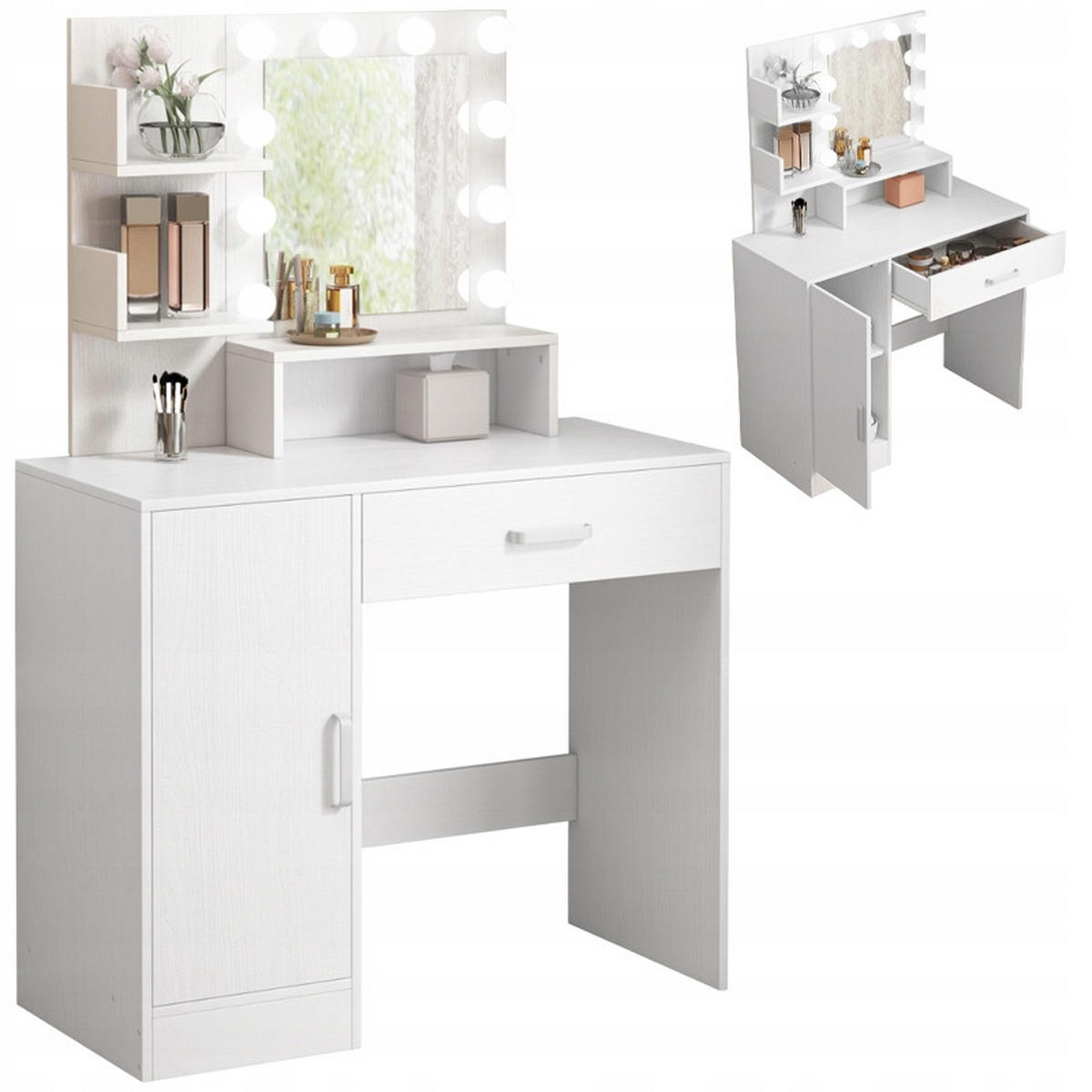 KOSMETIKTISCH weiß 137x90x40 cm - Weiß, Holzwerkstoff (90/137/40cm)