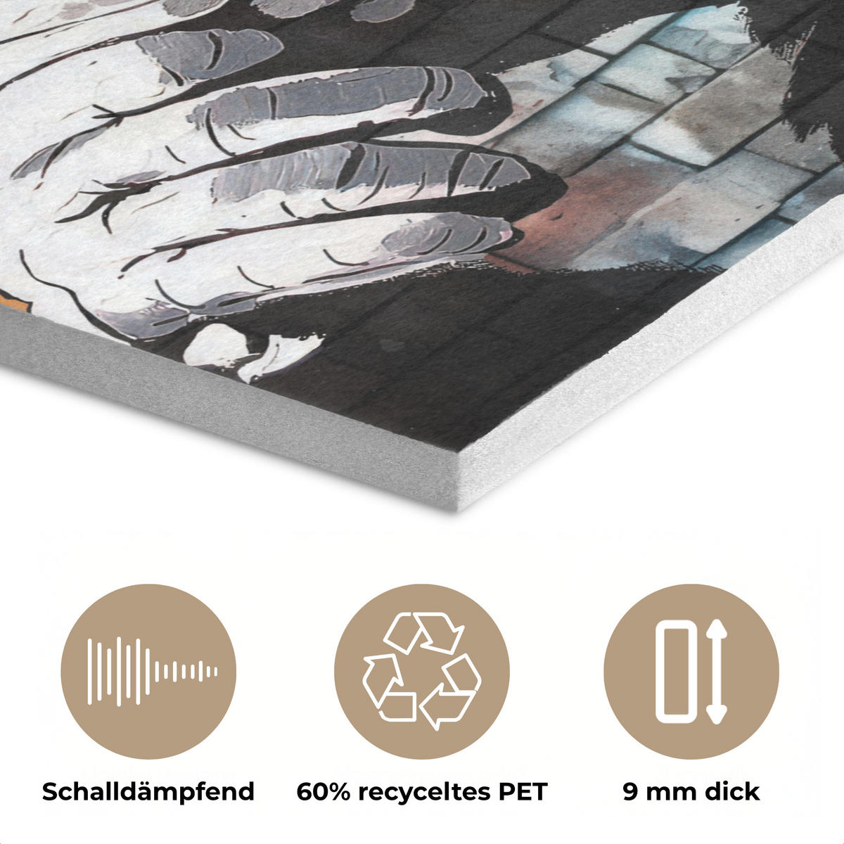 AKUSTIKPANEEL Affe - Graffiti - Musik 90x90 cm - Multicolor, Textil (90/0.9/90cm) - MuchoWow