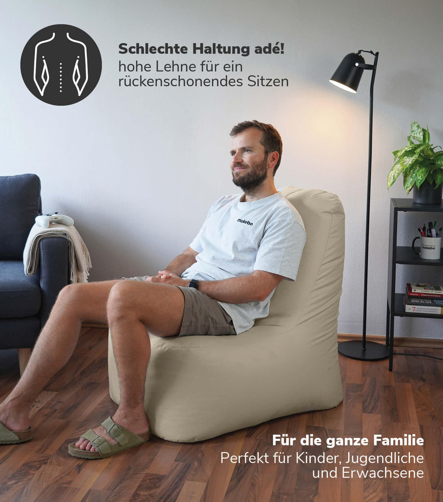 SITZSACK Der Däumchendreher - Beige, Textil (60/86/85cm) - Mokebo