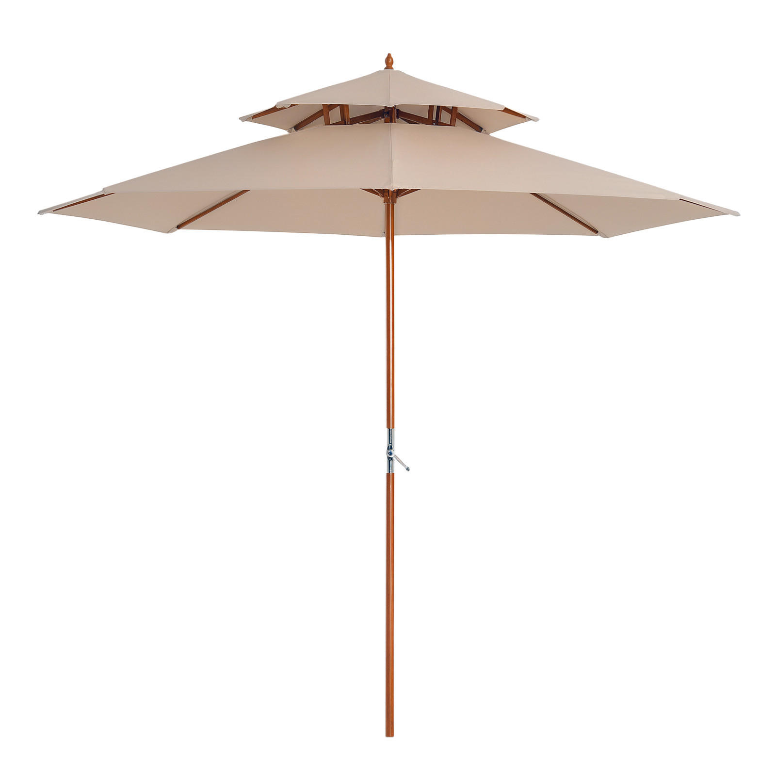 SONNENSCHIRM DE-11448 2-fach Dach, Holz, 2,7 m Beige - Beige, Holzwerkstoff (265/265cm) - ComfortXL