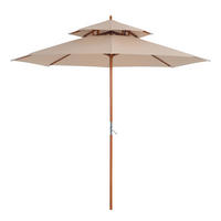 SONNENSCHIRM DE-11448 2-fach Dach, Holz, 2,7 m Beige - Beige, Holzwerkstoff (265/265cm) - ComfortXL