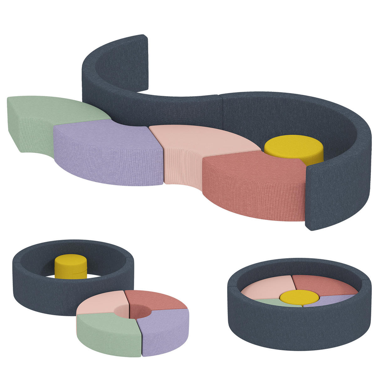 MOTORIKSPIEL DE-18211 7-teilig, mit waschbarem Bezug Multicolor - Multicolor, Textil (107/30/107cm) - ComfortXL