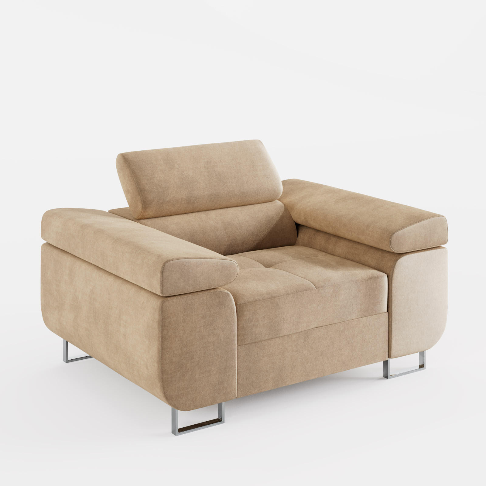 SESSEL VEMO SOLO, in Beige, Velours-Stoff - Beige, Textil (135/88/100cm) - Barchello