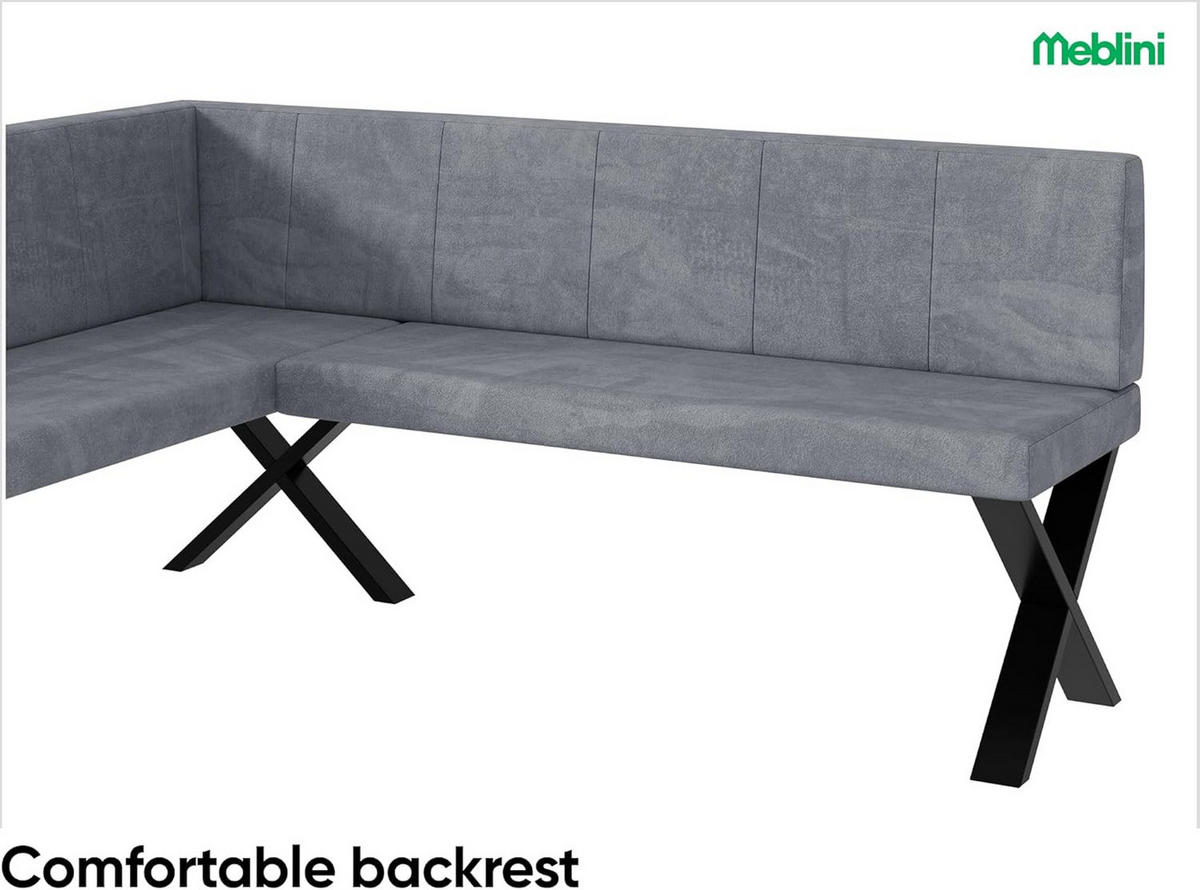 ECKBANK PETER_X - Grau, Textil (128/168cm) - Meblini