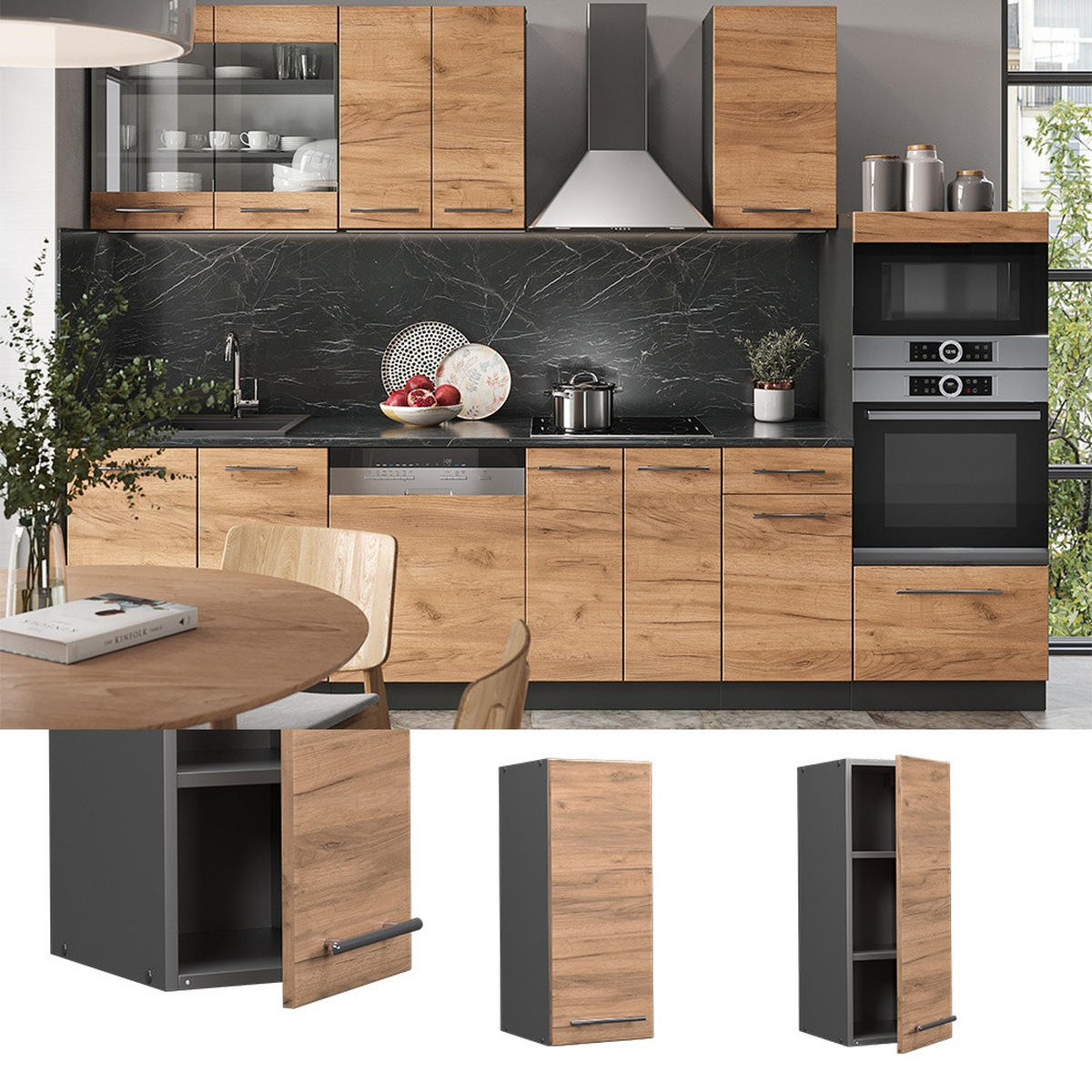 HÄNGESCHRANK Fame-Line Goldkraft Eiche 30 cm - Honigeiche/Anthrazit, Holzwerkstoff (30/72/34.1cm) - Vicco