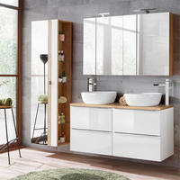 BADMÖBEL-SET 3-TLG. Toskana-56 - Weiß, Holzwerkstoff (180/200/46cm) - Lomado