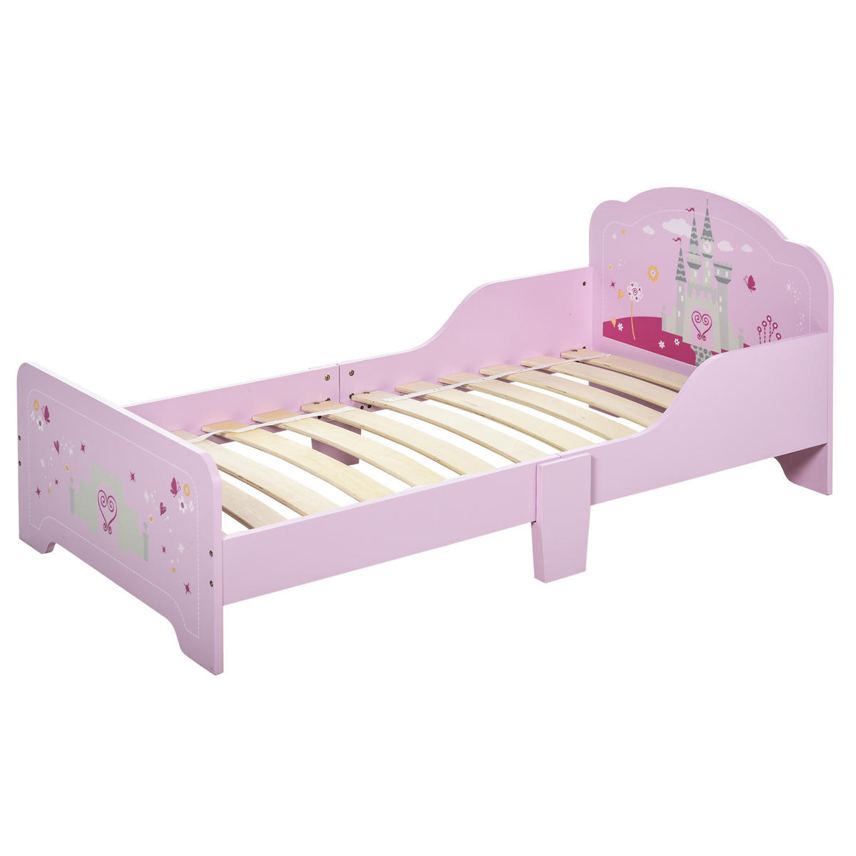 KINDERBETT 140x70 cm DE-14540 mit Schloss-Motiv Rosa - Pink, Holzwerkstoff (70/140cm) - ComfortXL
