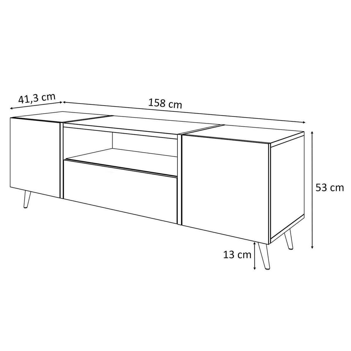 TV-ELEMENT ONYX LOFT auf Beinen 158 cm - Eichefarben, Holzwerkstoff (158/53/41.3cm) - Lookway
