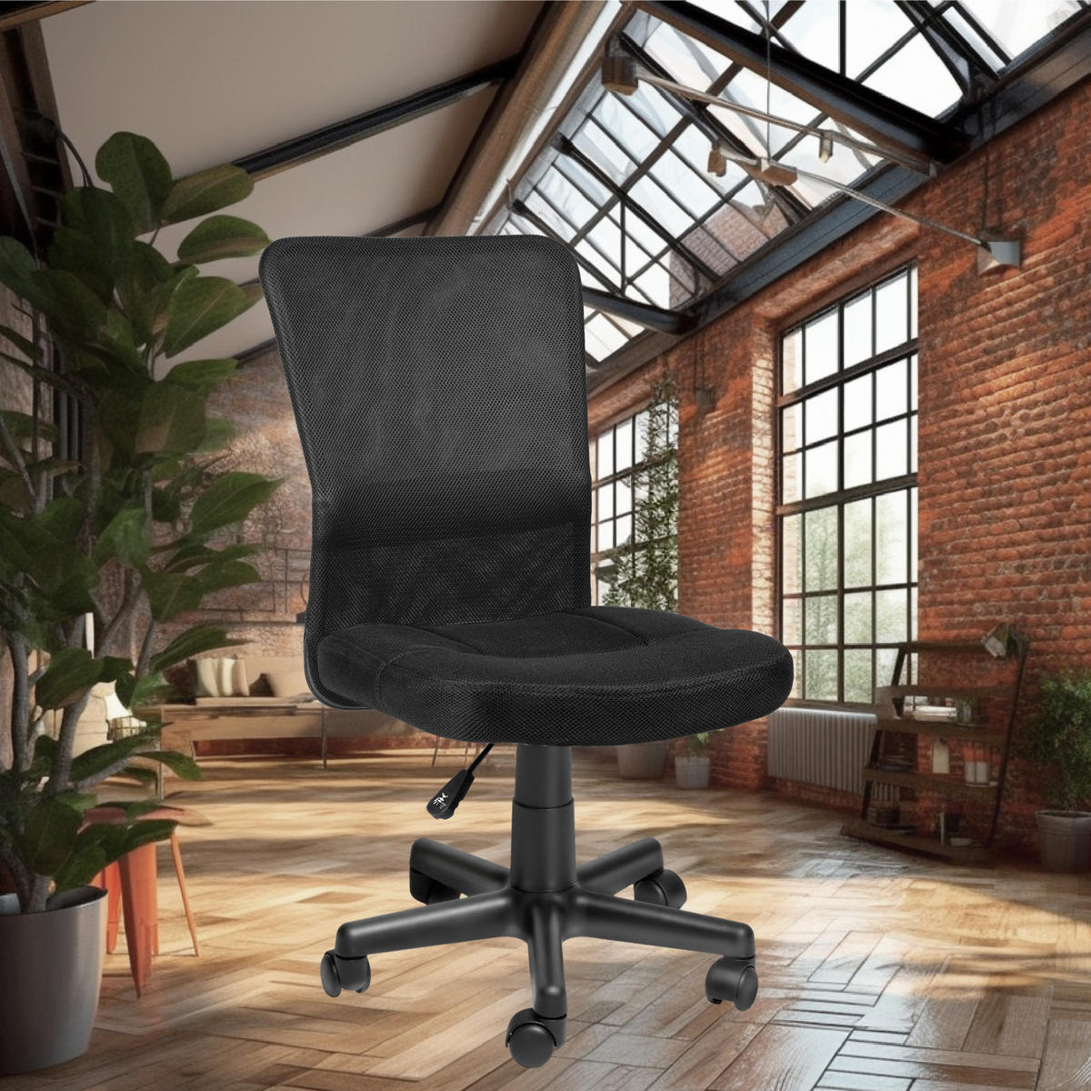 BÜROSTUHL Patrick, stufenlos höhenverstellbar, schwarz - Schwarz, Textil (50/95/43cm) - tectake