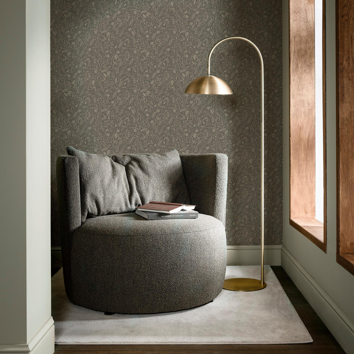 VLIESTAPETE Twigs Soil Gold - Goldfarben/Grau, Papier/Kunststoff (53/1000cm) - Walldoctor